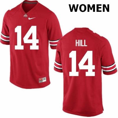 NCAA Ohio State Buckeyes Women's #14 KJ Hill Red Nike Football College Jersey UJC1545LY